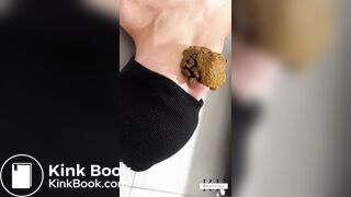 Blonde girl Katherine shitting a big cake on her slave