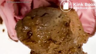 Big panty poop in pink satin