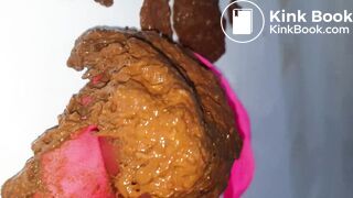 Pink panties overflowing with soft poop