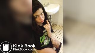 Cute blonde shitting