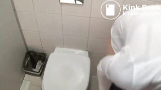 Sexy girl pooping and eating scat public bath