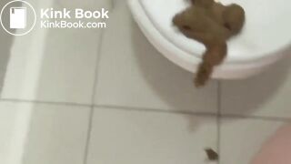 Sexy girl pooping and eating scat public bath