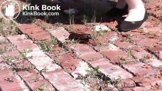 Cute plain girl shitting outdoors