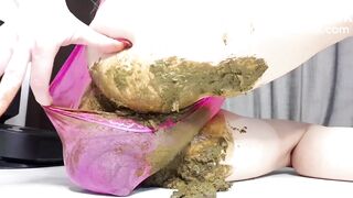 Big purple panty poop