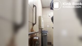 Girl squirts diarrhea on the wall