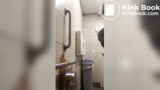 Girl squirts diarrhea on the wall
