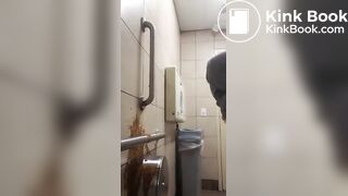 Girl squirts diarrhea on the wall