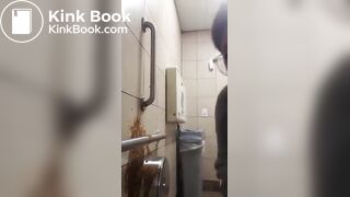 Girl squirts diarrhea on the wall
