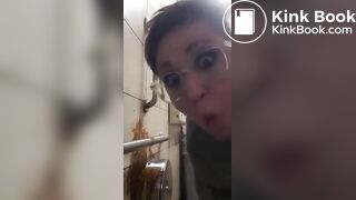 Girl squirts diarrhea on the wall