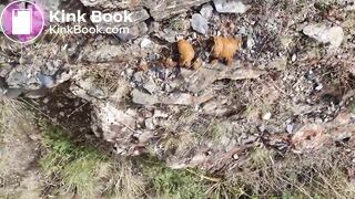 Girl big pooping in camping