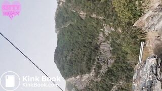 Girl big pooping in camping