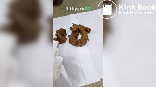 Foreign beauty poops on the floor and wipes