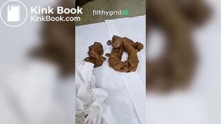 Foreign beauty poops on the floor and wipes