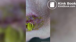 Close Up Teen Shits While Dripping Slimy Wet Cum
