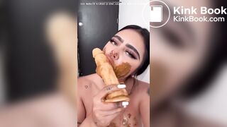 STUNNING Latina Smears Her Shit, Tastes It, and Pukes