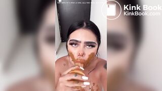 STUNNING Latina Smears Her Shit, Tastes It, and Pukes