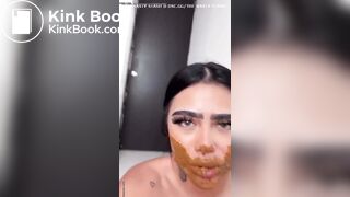 STUNNING Latina Smears Her Shit, Tastes It, and Pukes