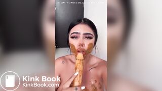 STUNNING Latina Smears Her Shit, Tastes It, and Pukes