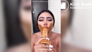 STUNNING Latina Smears Her Shit, Tastes It, and Pukes