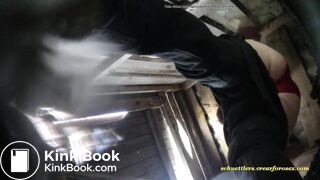 girls pee and shit in wooden street toilet