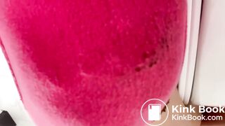 Red panties overflowing with poop