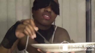 Ebony shitting on the plate for you to eat PT 2