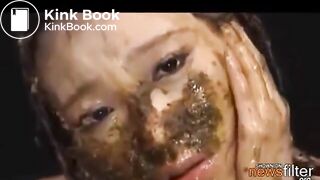 Japanese smeared cutie masturbating and puking