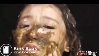Japanese smeared cutie masturbating and puking