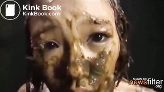 Japanese smeared cutie masturbating and puking