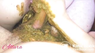 girl shit on cock while using a dildo