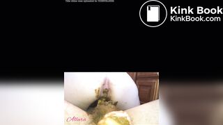 girl shit on cock while using a dildo