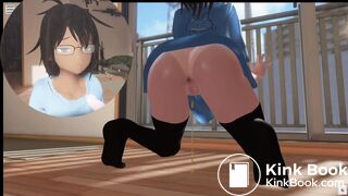 Anime girl defecates while looking out the window