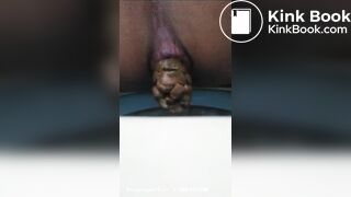 Pushing out a huge log!