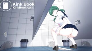 Classmate masturbates and squirts while shitting