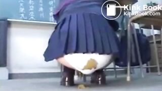 Japanese college girl pooping in white panties