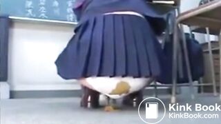 Japanese college girl pooping in white panties