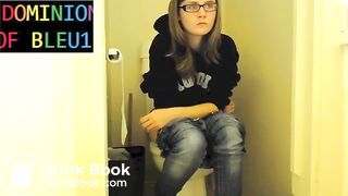 Sexy girl pushing on toilet