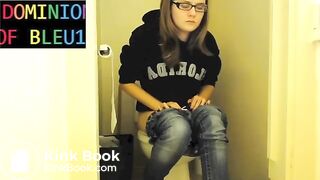 Sexy girl pushing on toilet