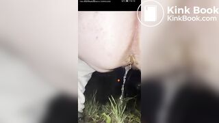 An outdoor poo at night..