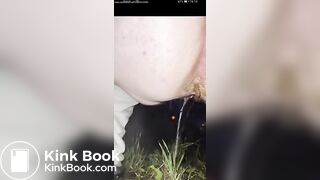 An outdoor poo at night..