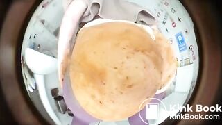 Hot Betty in white panties smearing shit on Ass