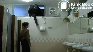 Woman police officer pooping