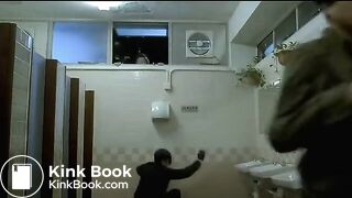 Woman police officer pooping