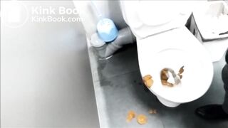 Curvy lady diarrhea in public toilet