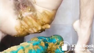 Nasty girl uses massive dildo