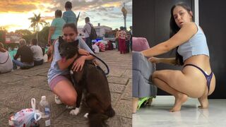 Latina shits on the floor like a dog