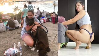 Latina shits on the floor like a dog