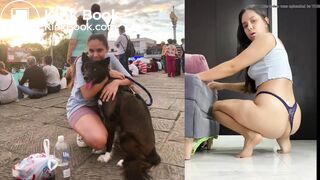 Latina shits on the floor like a dog