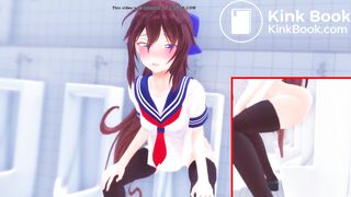 anime girl Pooping in urinals