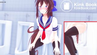 anime girl Pooping in urinals